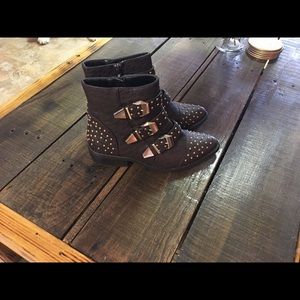 Gold studded ankle boots